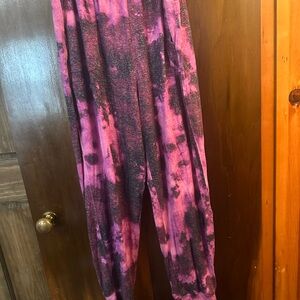 PINK Victoria's Secret Pink and Black Tie-Dye Track Pants